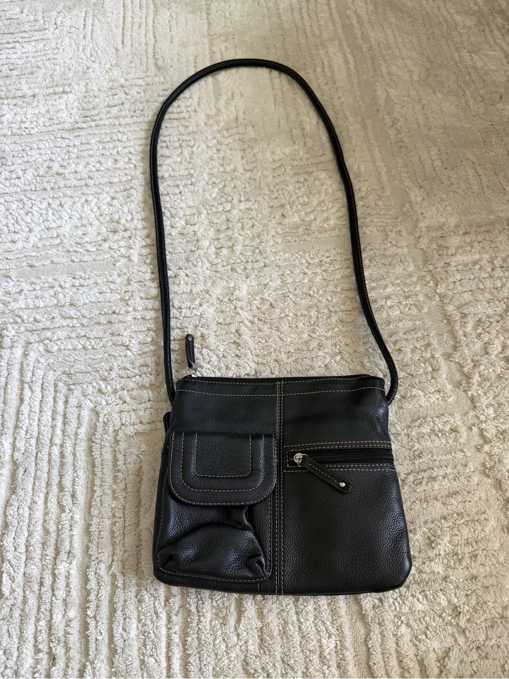 Tignanello Black Crossbody Leather Shoulder Bag